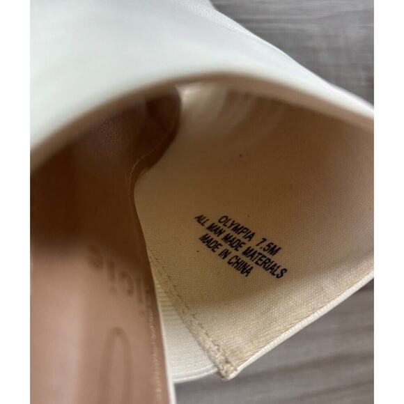 Joie White Slide Sandals Size 7.5 Olympia Leather Block Heel Glam Luxury - Picture 6 of 7